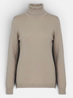 Cyrus Turtleneck Knit Sweater in Beige